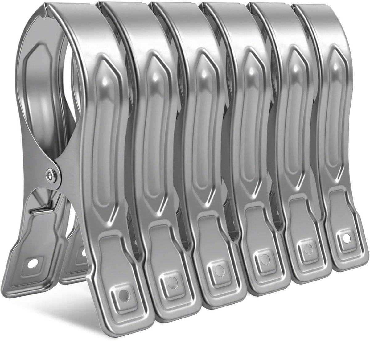 SnelShoppen - 6 Stuks Kledingknijpers RVS - 12cm Lange Handdoekclips voor Was, Strandhanddoeken, Bad- en Bedlinnen, Tapijten en Dikke Kleding