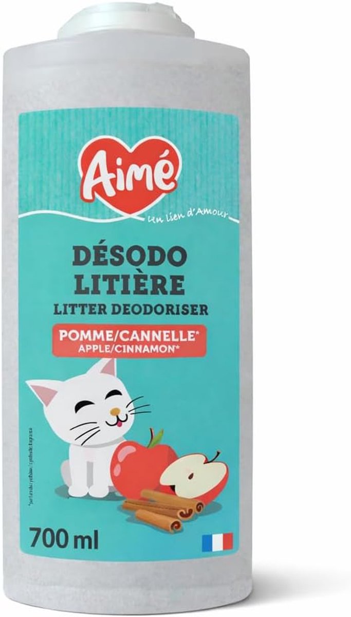 SnelShoppen - Kattenbak Luchtverfrisser 700 ml - Geurabsorberend met Tobermoriet - Appel Kaneel Geur - Verlengt Levensduur Kattenbakvulling