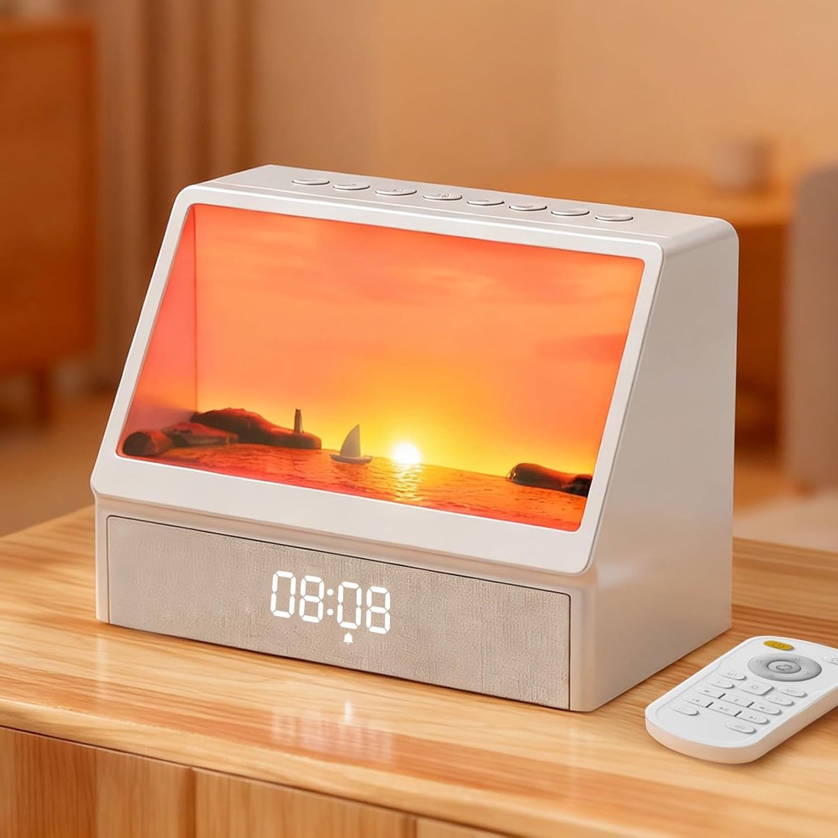 SnelShoppen - Daglicht Alarm Klok met Zonsopgang Simulatie, Bluetooth Speaker, Geluidmachine, Wit Geluid, Sfeerverlichting, Nachtlamp, Perfect voor Sl