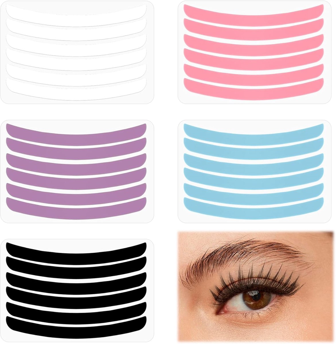 SnelShoppen - 30 stuks Herbruikbare Lash Lift Pads, Silicone Wimper Lifting Tool, Wimper Curler Pads in Zwart, Wit, Blauw, Roze, Paars - Perfect voor