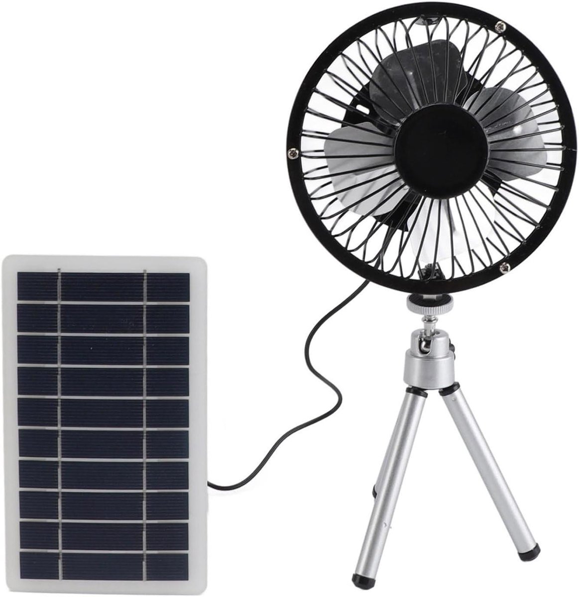 Zonnepaneel Ventilator - Statief Ventilator - Persoonlijke Koeling - 360 Graden Luchtstroom - 15.7 x 9.4 cm - Zwart