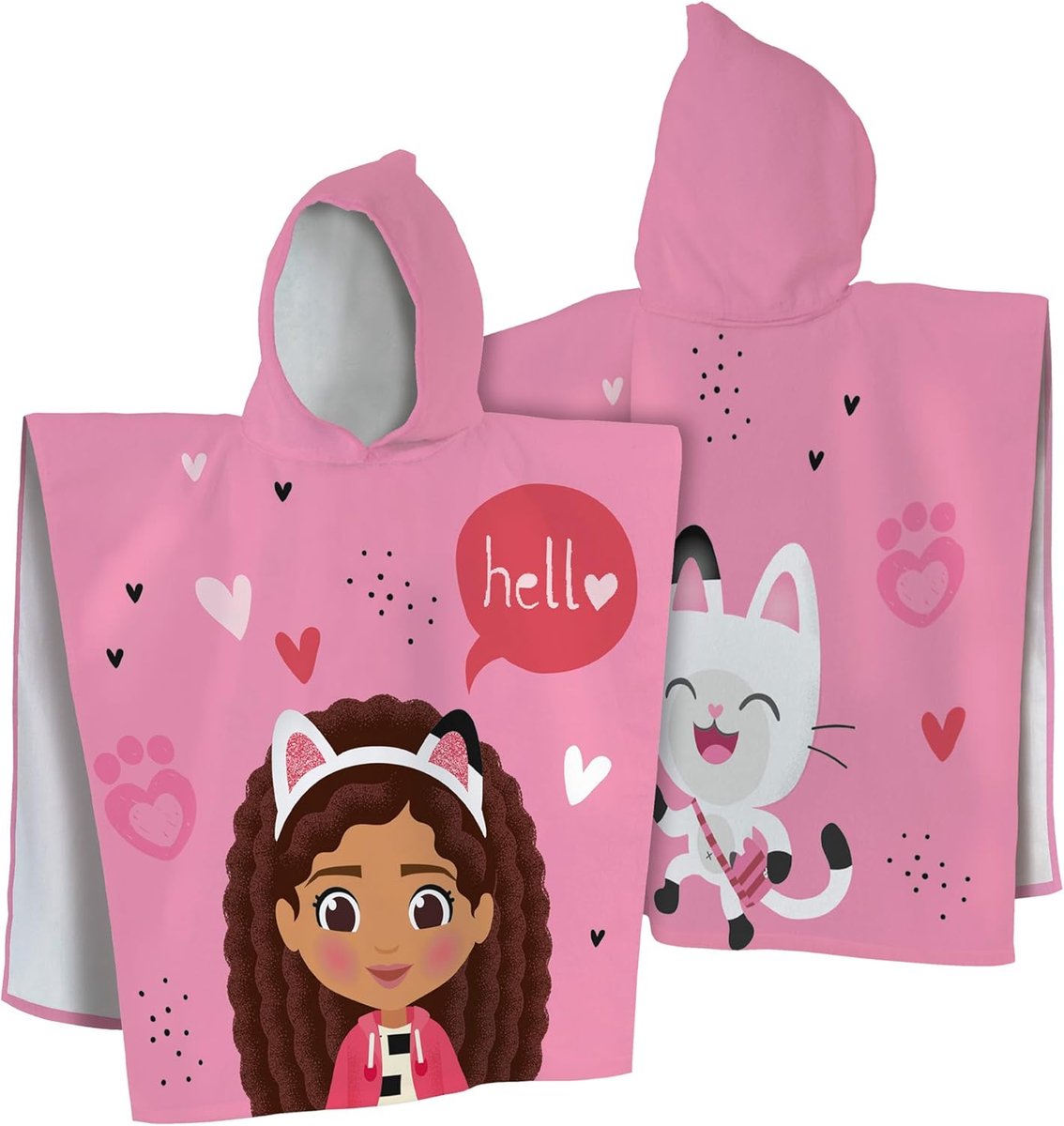 SnelShoppen - Badcape voor Kinderen 100% Katoen, Roze, 60x120 cm, Geschikt voor Zwemmen en Strand, Oeko-Tex, Magische Bedrukking voor Meisjes