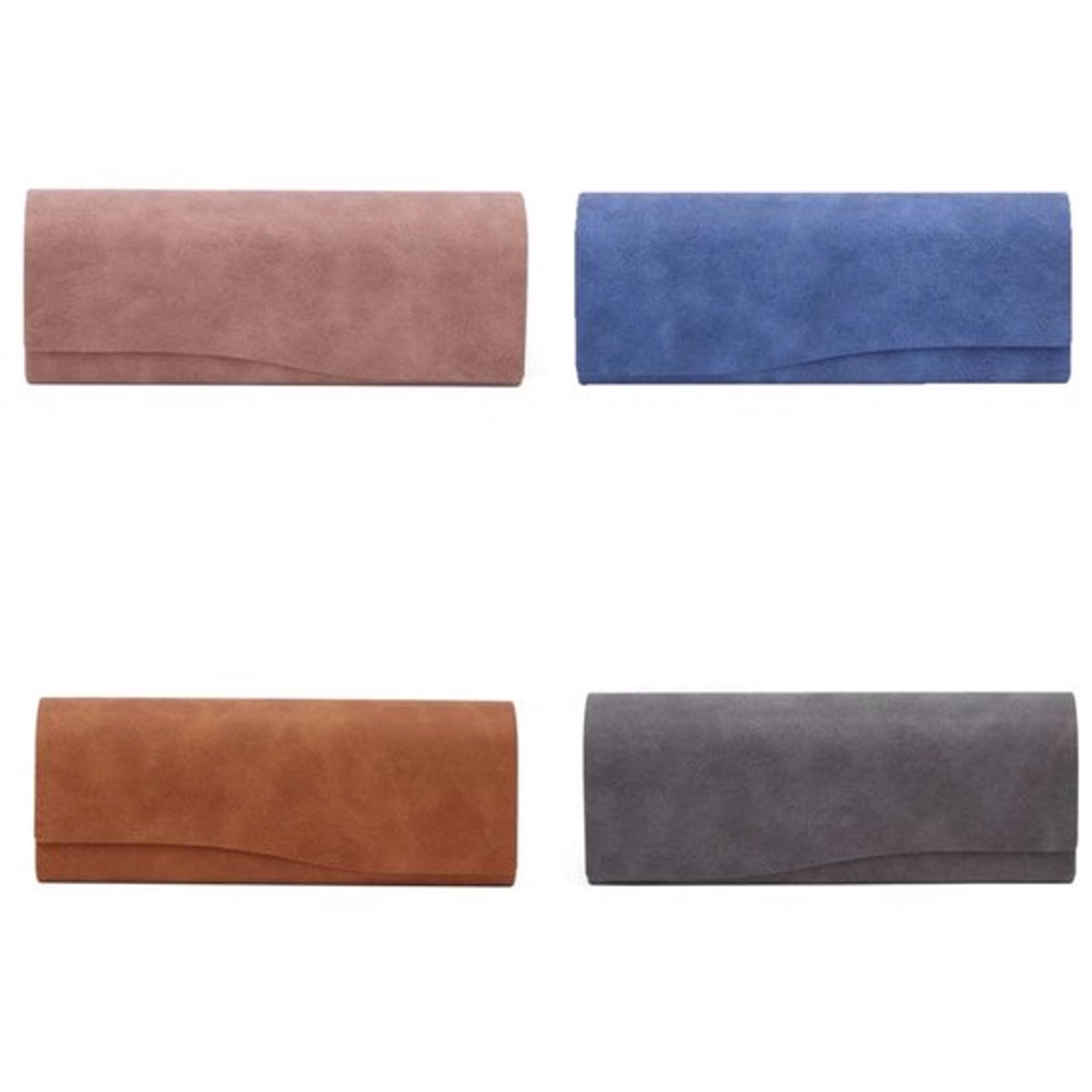 Brillenkokers - 4 stuks harde brillenkokers - Leren brillenkoker - Stijlvolle en eenvoudige brillenkoker - Magnetisch sluitontwerp - Unisex - Reisvriendelijk - Dagelijks gebruik (Roze - Bruin - Grijs - Blauw)