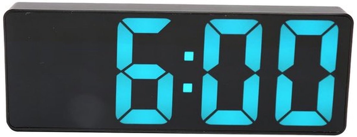 LED digitale wekker, op batterijen, USB-spiegelklok met grote blauwe cijfers met temperatuurweergave voor de slaapkamer, digitale klok