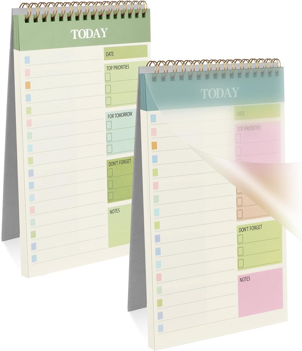 SnelShoppen - OFFCUP 2pc Wekelijkse Planner A5, 52 Vellen Wekplanner To Do List Pad, Afscheurbaar Papier Voor Dubbelzijdig Schrijven, Ongedateerd en P