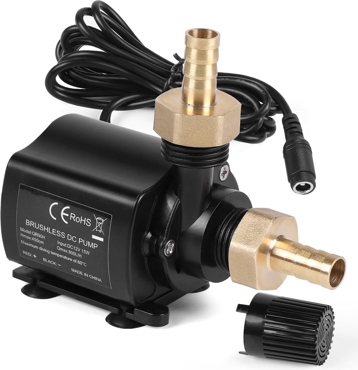 SnelShoppen - 12V Waterpomp, 800 L/h, Submersible Mini Pomp met Snelheidsregeling voor Aquarium, Fontein, Tuin, Stil en Efficiënt