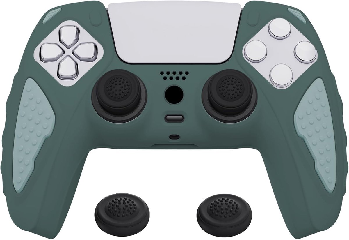 SnelShoppen - PlayVital Silicone Anti-slip Case voor PS5 Controller - Twee-tone Rubber Cover met Extra Grip en Thumb Grip Caps - Duurzame Beschermcase