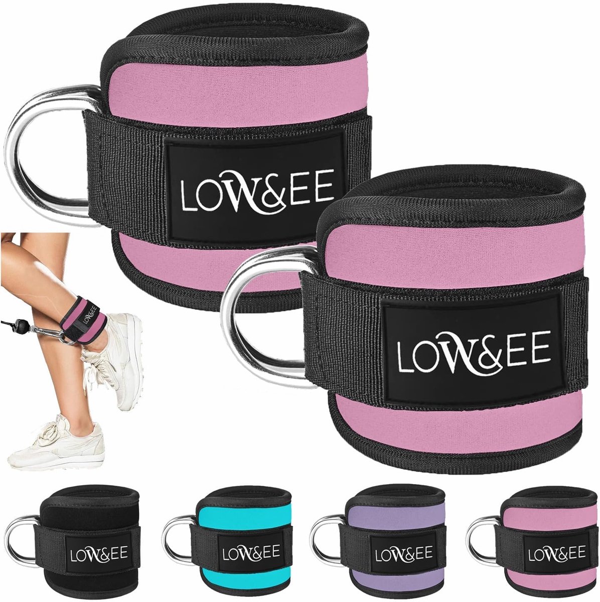 SnelShoppen - 2 x Enkelslingers voor Fitness - Ankle Pulleys met Klittenband voor Mannen en Vrouwen - Ideaal voor Kabelmachine Training - Gym Accessoi