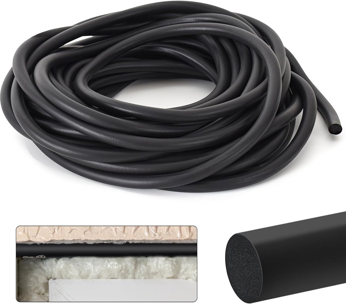 SnelShoppen - Joint sealing cord Ø 10 mm - 5 m EPDM ronde afdichtkoord voor voegen, zwart, flexibel en aging resistant voor deuren, ramen, muren, dive