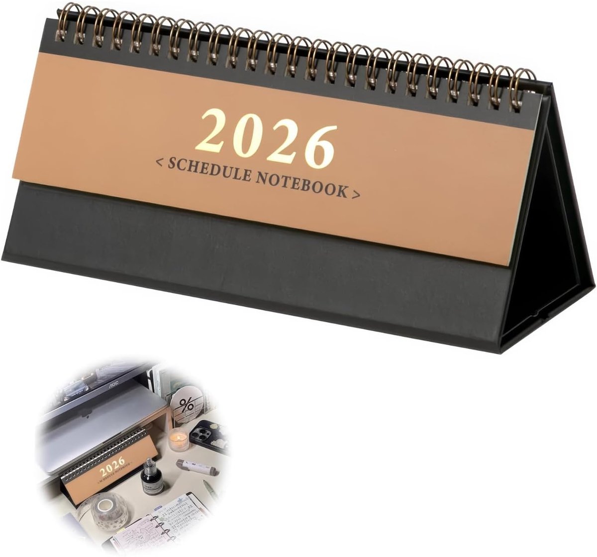 SnelShoppen - Table Calendar 2026 - Staande Kalender van Oktober 2025 tot December 2026 - Wekelijkse Planner met 2 Pagina's - 21.3 x 9.5 x 7.5 cm - Ef