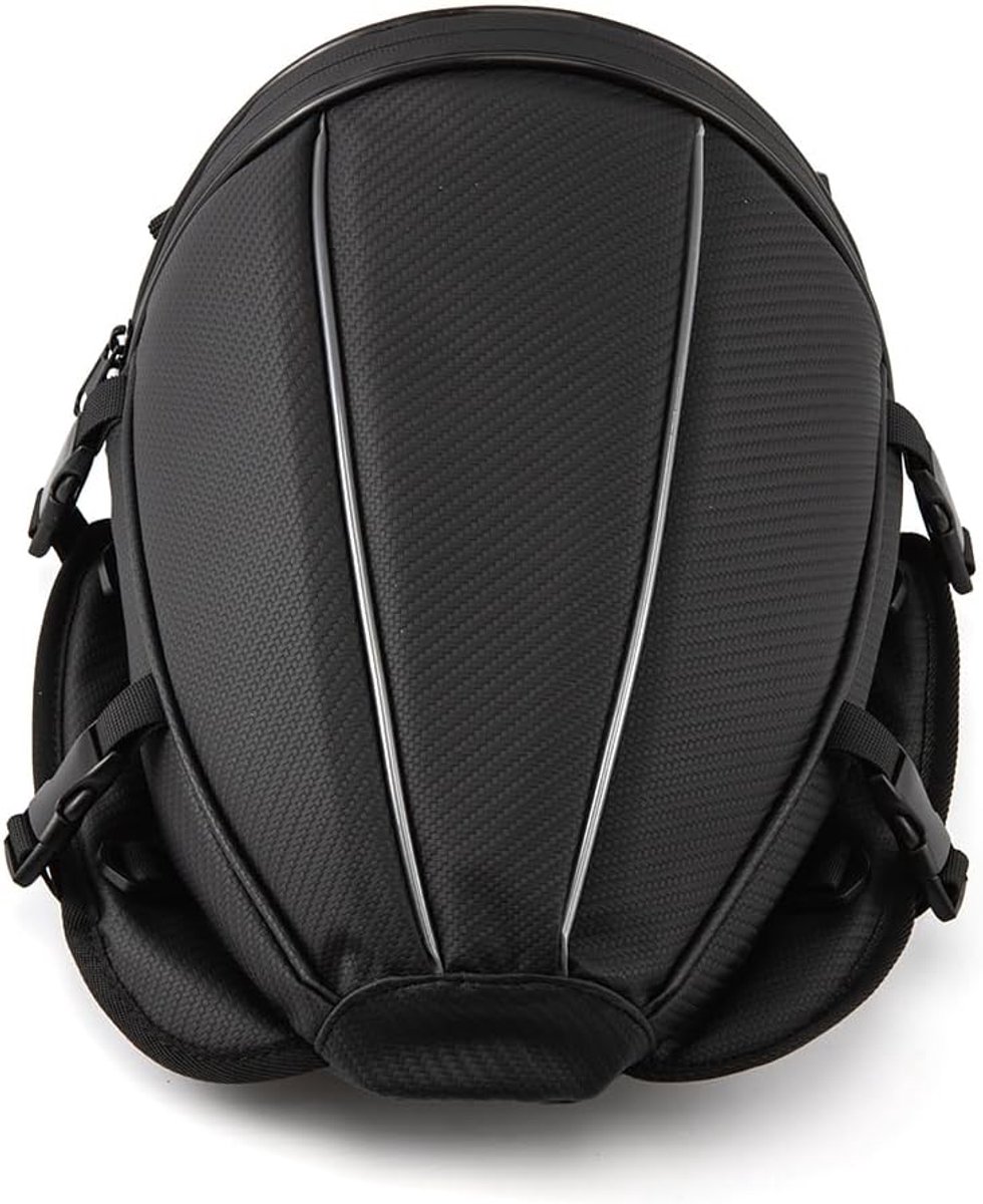 SnelShoppen - Multifunctionele Waterproof Motor Achtertas - Polyester Zadel Tas - Outdoor Sport Motor Rugzak met Schouderriem - Carbon Fiber Zwart