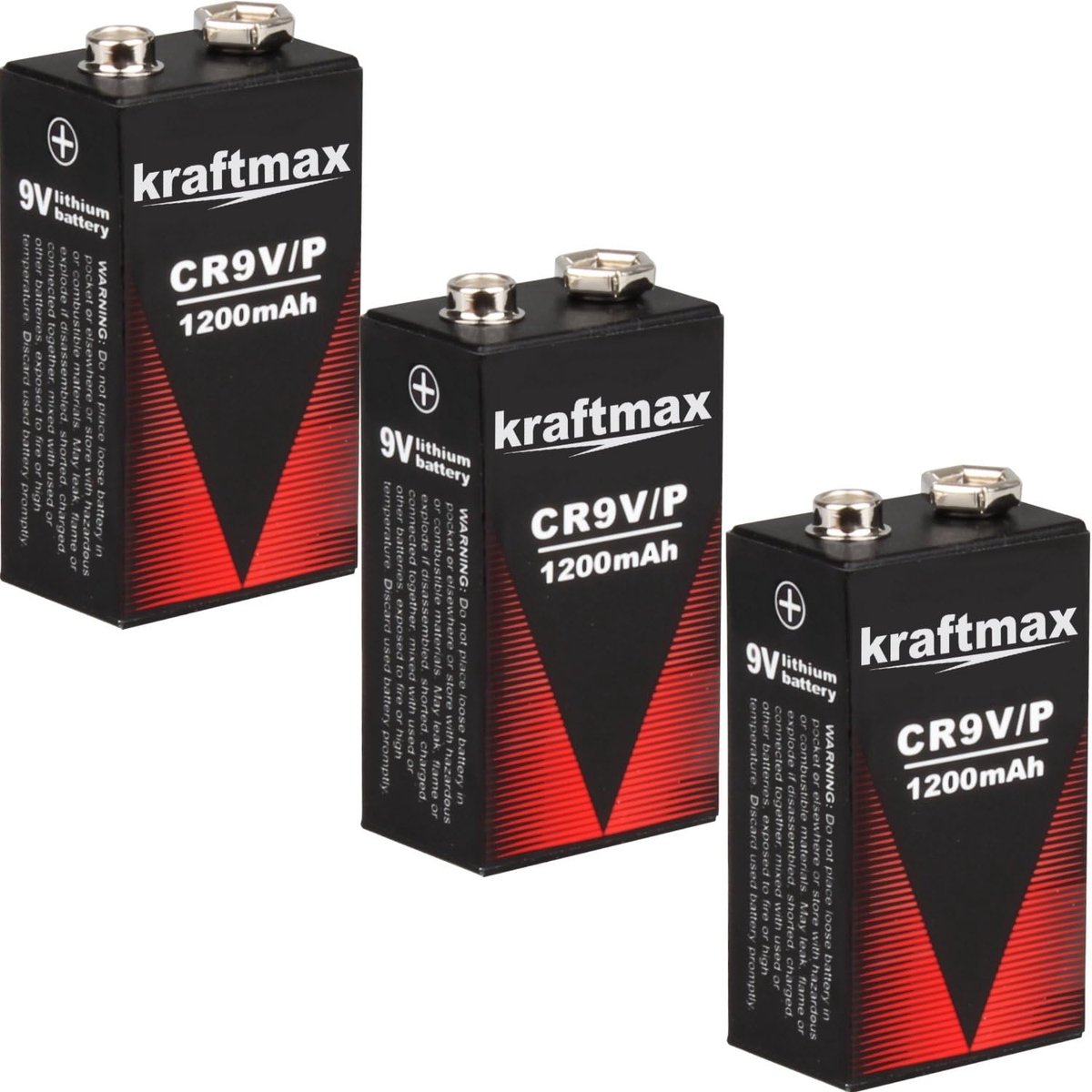 SnelShoppen - 3X 9V Block Lithium Batterijen - Hoogwaardige Longlife Batterijen voor Rookmelders, Brandalarmen, Gasdetectoren - Tot 10 Jaar Levensduur