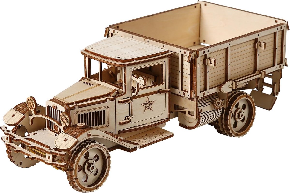 SnelShoppen - 3D Houten Puzzel Truck, Modelbouwkit voor Volwassenen, DIY Voertuig Constructie, Perfect voor Thuisdecoratie, Cadeau voor Kerst, Verjaar