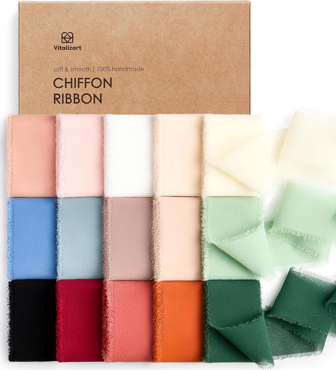 SnelShoppen - Chiffon Ribbons Set 15 Kleuren 3.8cm x 1.83m, 27.4m Handgemaakte Franje voor Bruiloften, Geschenken, Feestdecoratie en DIY Creaties