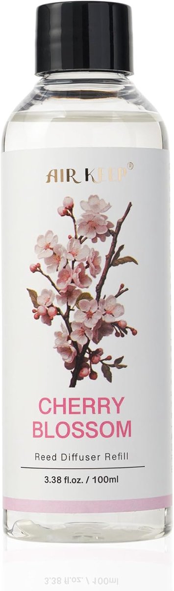 SnelShoppen - Reed Diffuser Olie Navulling 100ml, Kersenbloesem Geur voor Huiskamer, Badkamer, Slaapkamer, Kantoor, Aromatherapie, Decoratie