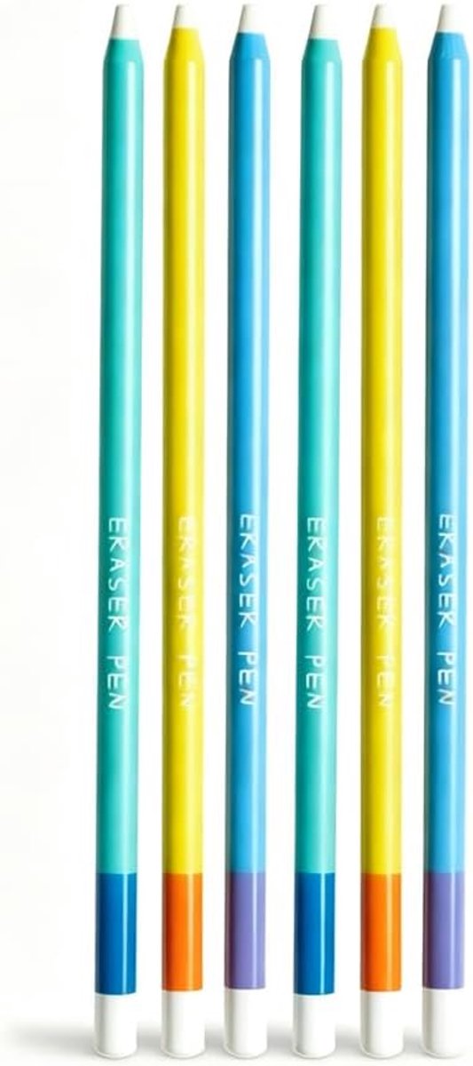 Thijox - Set van 6 Uitwisbare Gummen en Pennen met Puntenslijper - Nauwkeurige Correctie en Schone Schrift - Ideaal voor School, Werk en Creatieve Pro