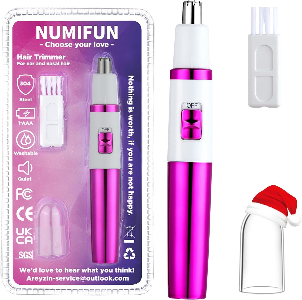 Thijox - Neushaartrimmer voor Dames, Pijnloze Oor- en Neushaartrimmer, Professionele Waterdichte Trimmer voor Wenkbrauwen en Gezicht, Roze-Paars, Idea