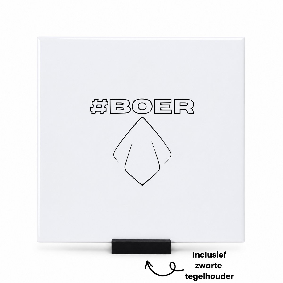 Hacebo Boer tegeltje met tegelhouder - Boer - Beste boer - tegeltjes met tekst - boerderij sleutelhanger - trots op de boeren - No farmers no food - #boer - spreuktegels - 15x15 CM Wit