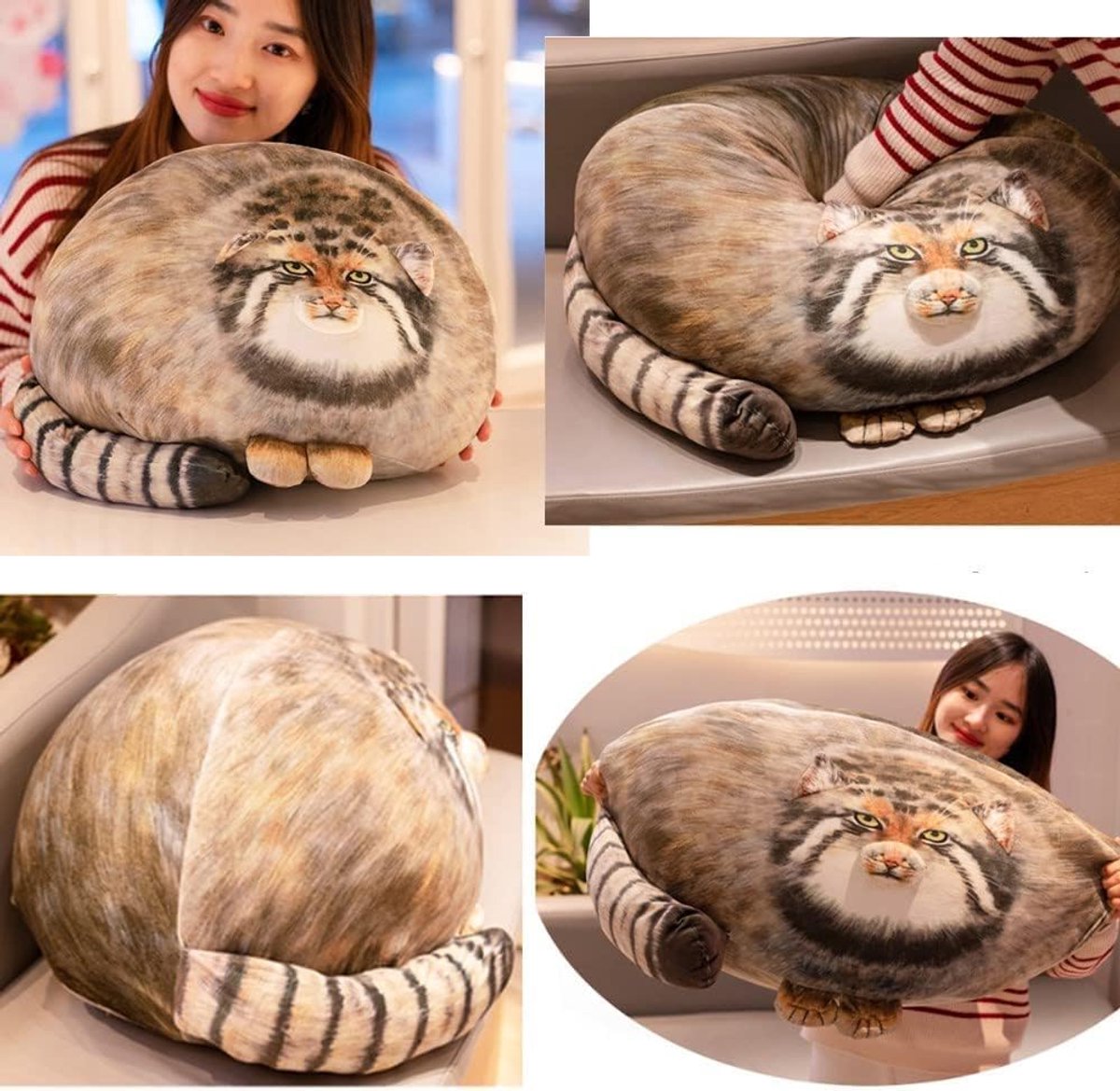 SnelShoppen - Schattige Chubby Steppe Kat Kussen 45cm, Plush Pillow, Zachte Knuffel Dier, Perfect voor Kinderen en Feesten, Ideaal Cadeau voor Jongens
