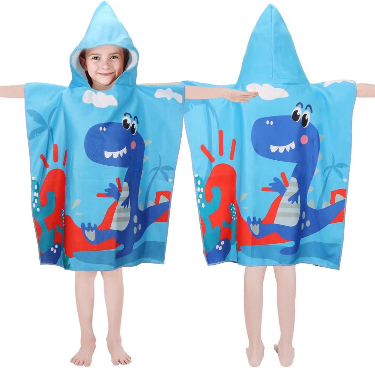 SnelShoppen - Kids Handdoeken Dinosaurus Blauw - 1-5 Stuks - Superzachte Badhanddoeken voor Kinderen - Perfect voor Zwemmen, Strand, Camping en Thuisg