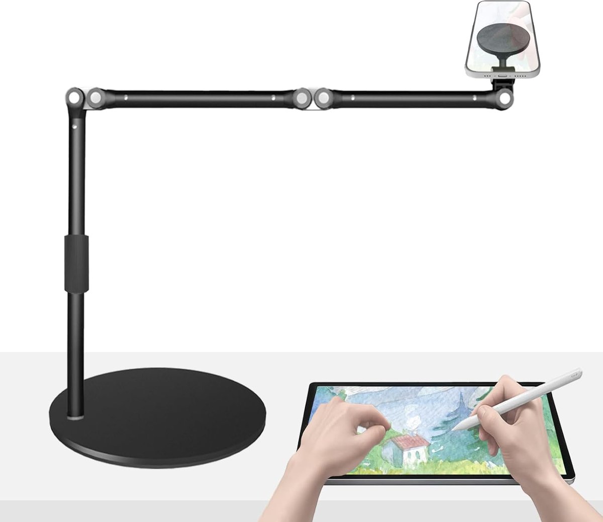 Thijox - Overhead Magnetisch Statief voor Mobiele Telefoon - 45 cm Lang - Verstelbare Smartphonehouder voor iPhone - Ideaal voor Filmen, Live-uitzendi