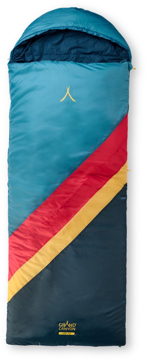 GRAND CANYON Schlafsack UTAH 205 Deckenschlafsack – Komfortabler Schlafsack mit Organic Cotton Innenfutter, großer Kapuze und Rundum-Reißverschluss für Camping und Reisen