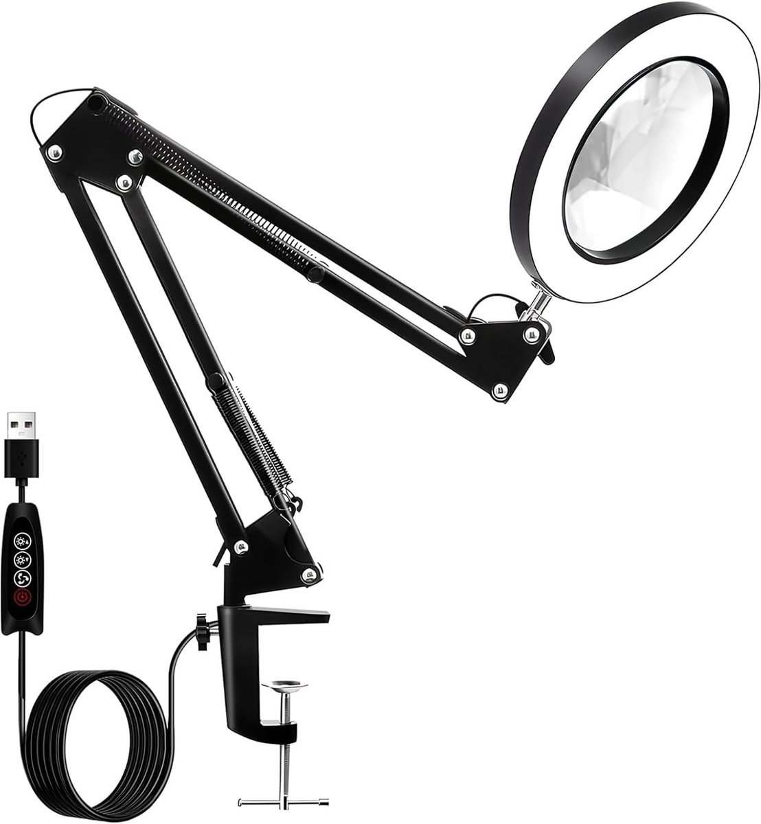 SnelShoppen - Vergrootglas met Licht en Standaard, 10x Vergroting, Dimbare LED-Lens, 3 Kleurmodi, Ideaal voor Doe-Het-Zelf Reparaties en Close-Ups