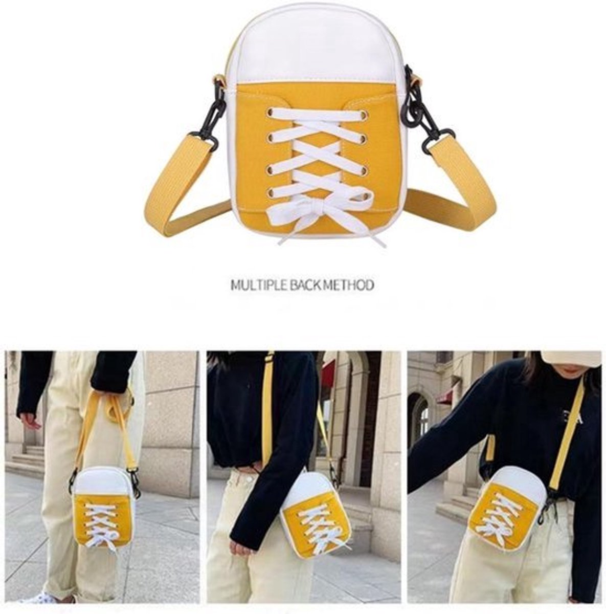 Mini-schoudertas voor dames | Kleine all-match-strandschoudertas | Canvas tas met verstelbare schouderriem | Crossbody tas voor dagelijks gebruik | Geel