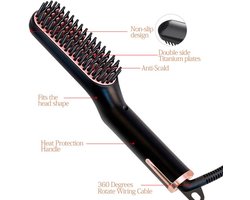 Haarborstel voor dames: Negatieve ionen 3-in-1 krul- en stijlborstel, keramische hete kam voor haarstyling, Multifunctionele stijl- en krulfunctie