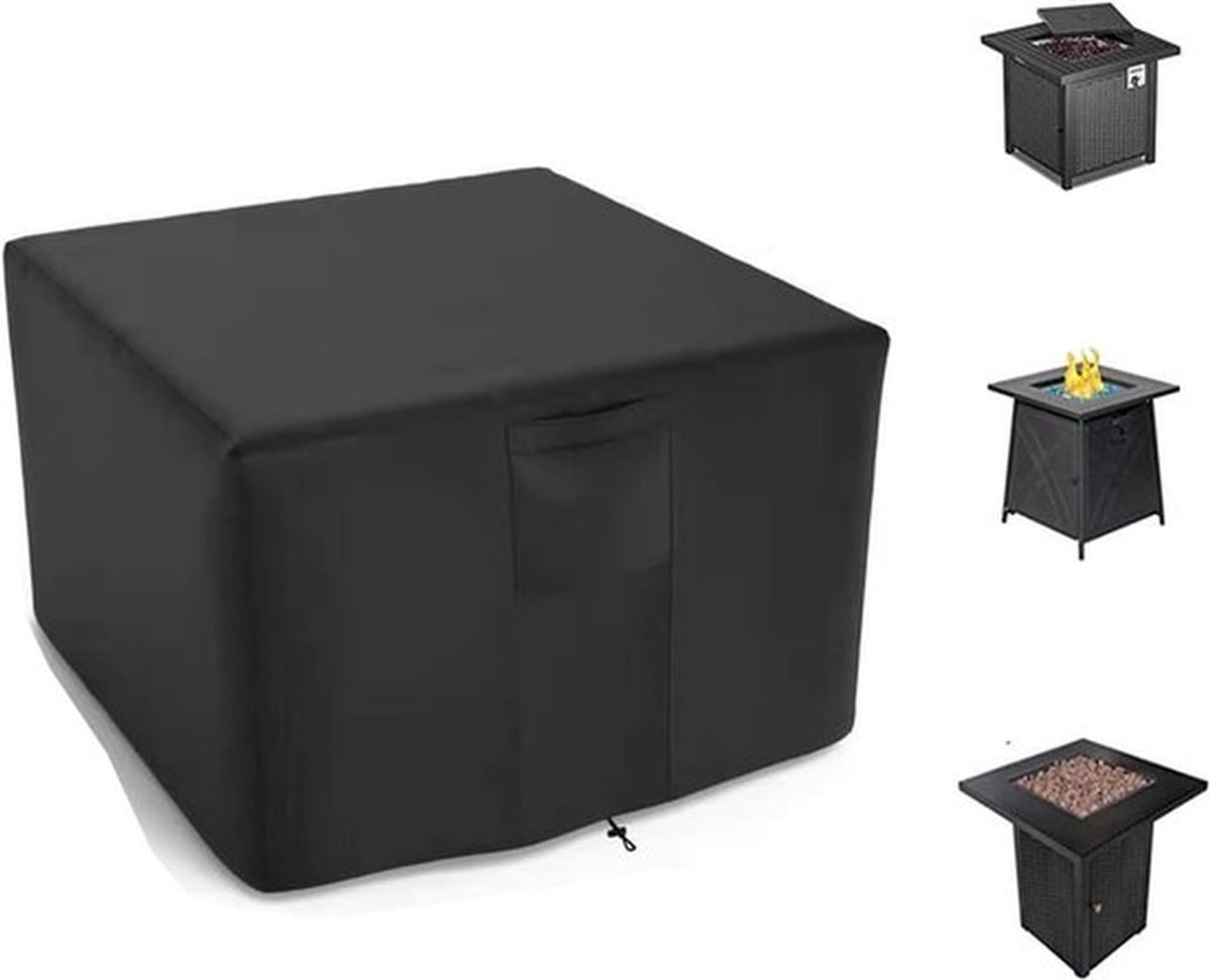 82*82*61 cm - Vuurkorf Hoes vierkant - Patio open haard hoes - waterdichte vierkante vuurkorf hoes voor buiten - Barbecue-kachelhoes - Stofkap - vierkante - zware 420D Oxford stof - voor buitenhaardhoes - zwart