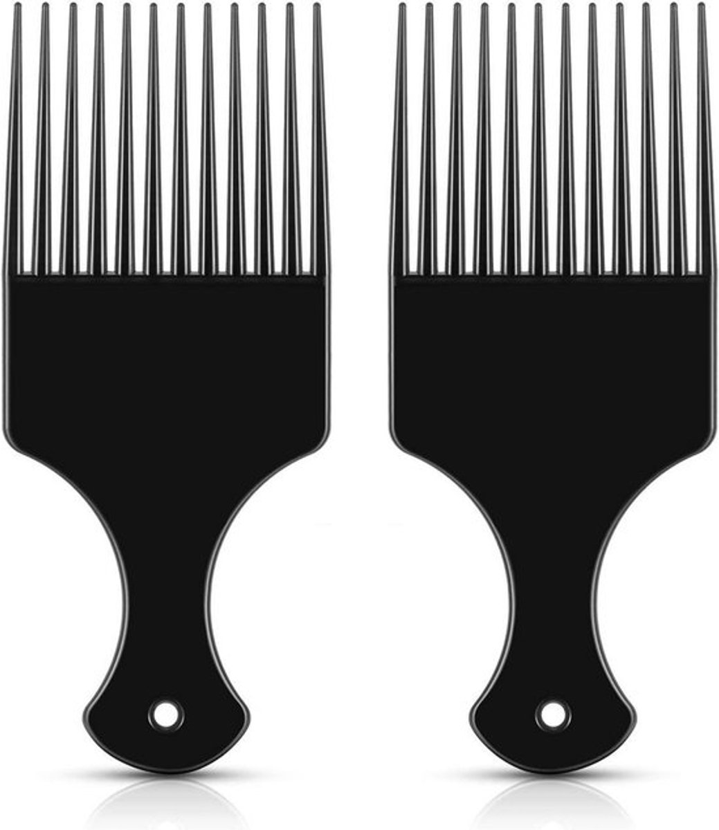 2 Stuks Afro Kam: Brede Tanden Pick Kam voor Krullend, Dik en Lang Haar