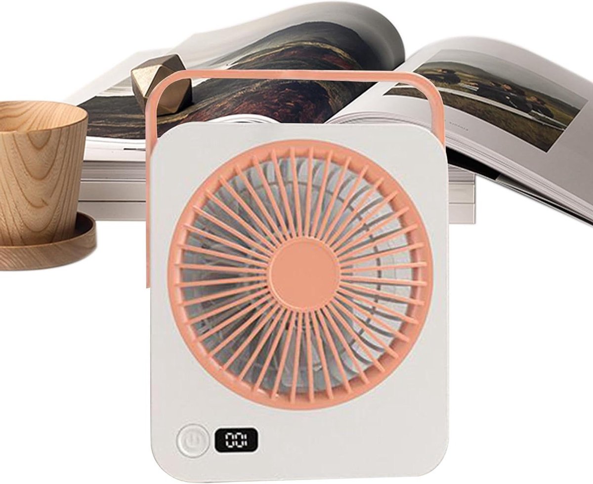 Kleine Bureau Ventilator - Mini Tafel Fan - Persoonlijke Koeling - 5 Snelheden Instelbaar - 146 cm Breed - Roze