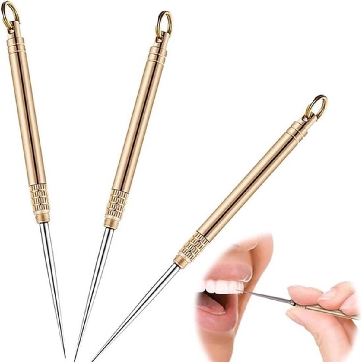 Tandenstokers - 3 stuks titanium telescopisch herbruikbaar voor outdoor picknick camping reizen .