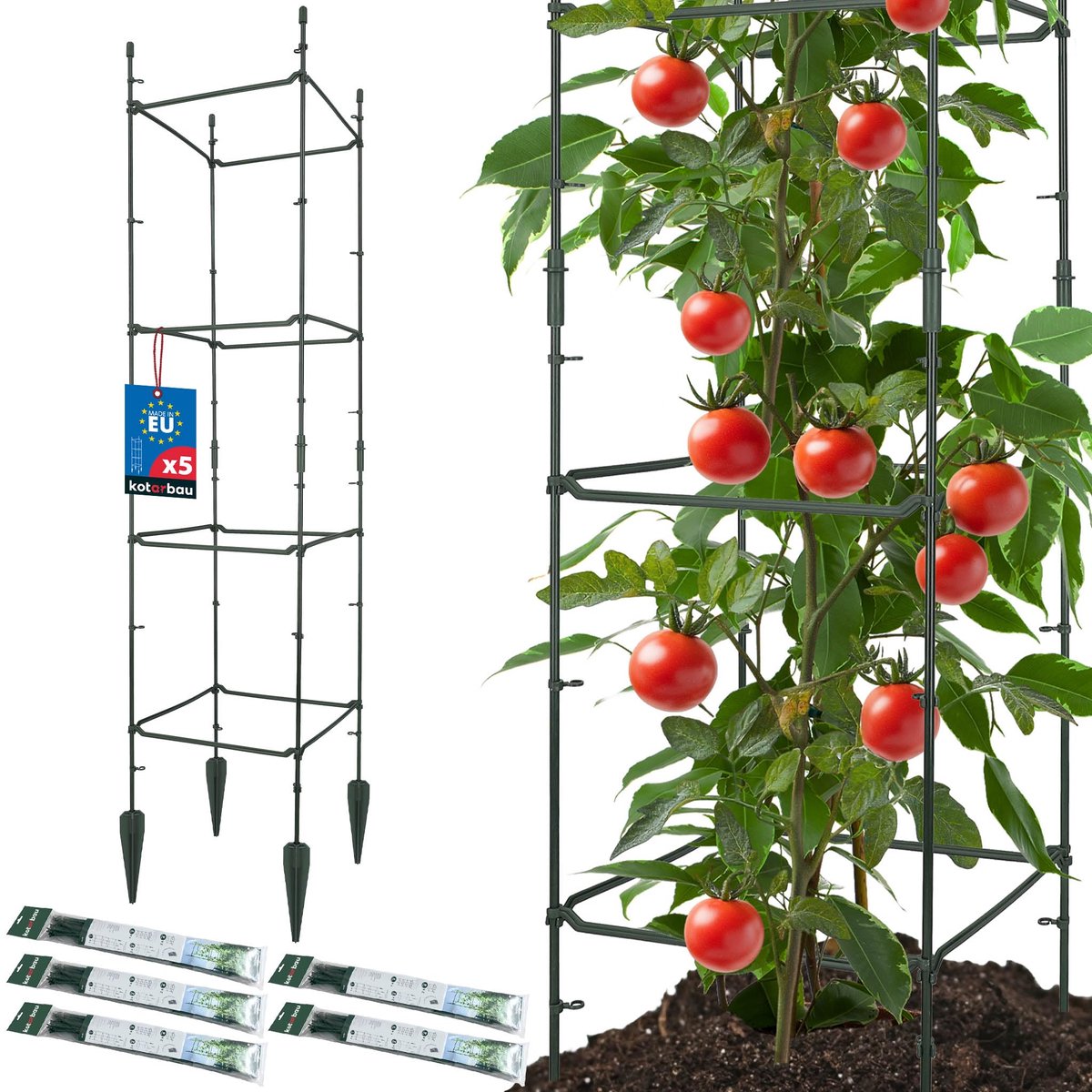 KOTARBAU 5 Stuks Plantensteun, Klimplantensteun, Plantengeleider 29x29x120cm