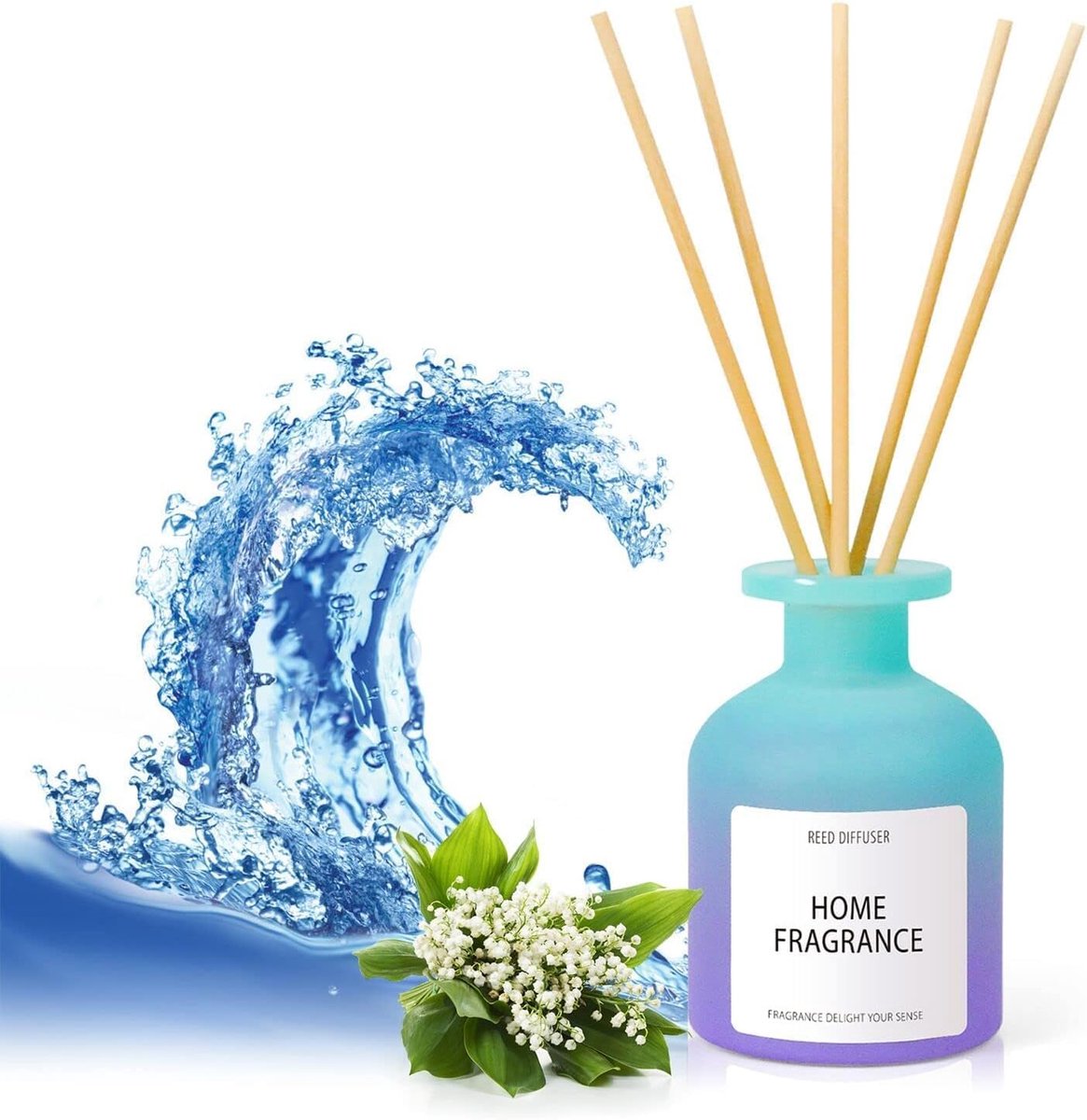 Thijox - Geurdiffuser met Geurstokjes Oceaan Geur - Kamers, Badkamers, Kantoren, Natuurlijke Geuroliën 100ml - Perfecte Luchtverfrisser en Geschenk vo