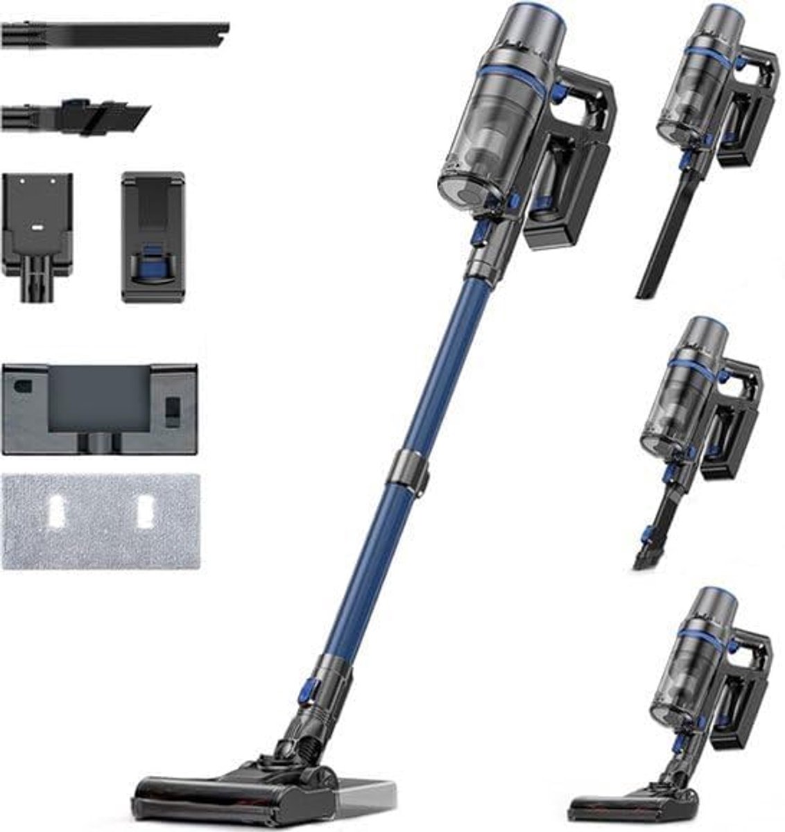Thijox - Draadloze Steelstofzuiger met Dweilfunctie – 2-in-1 Accu-Stofzuiger zonder Zak – 35.000 Pa Zuigkracht, 5 Standen, LED-Display, Lichtgewicht m