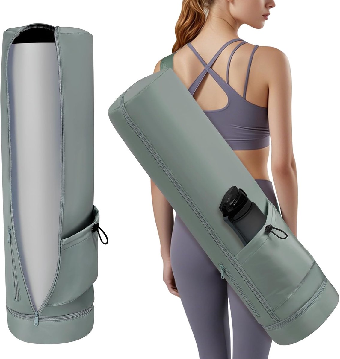 SnelShoppen - Yoga Tas voor Vrouwen, Sporttas met Nat Compartiment en Flessencompartiment, Verstelbare Schouderband, Gym Yoga Mat Tas, 75 x 19 cm, Wat