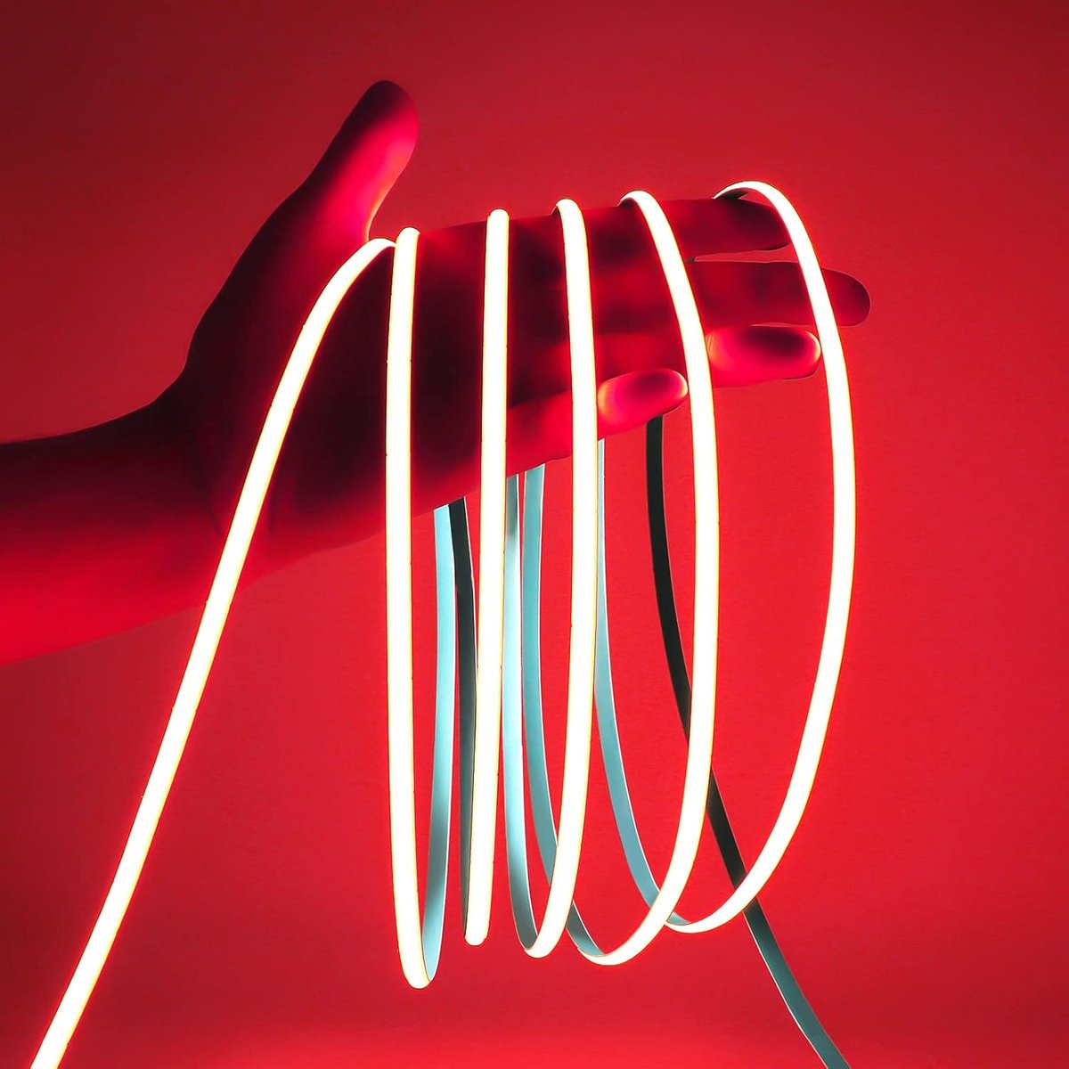 SnelShoppen - COB LED Strip Rood 5mm - Ultradun 400 LEDs/m - Flexibele Binnenverlichting voor Decoratie, Meubels, Keuken, Werkblad, Achtergrondverlich
