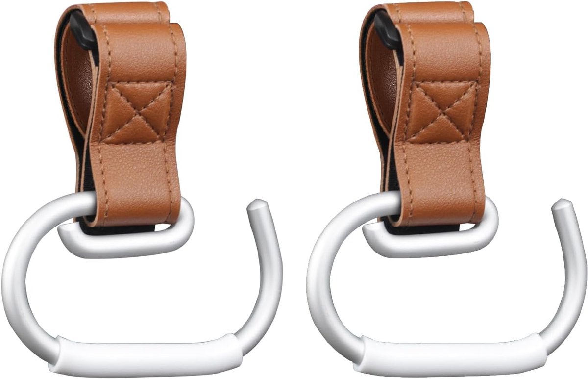 SnelShoppen - Vihir Kinderwagen Haak voor Tassen, Grote Universele Pram Hook, Bag Hooks, Kinderwagen Accessoires van PU Leer en Aluminium Legering met