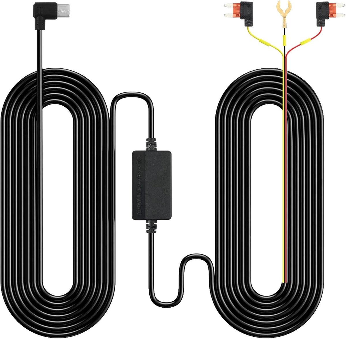 SnelShoppen - Dashcam Hardwire Kit USB-C – 12V-24V naar 5V/2.5A Mini Fuse Tap met Laag Spanning Beveiliging, 3-Core Type-C Kabel voor Parkeermodus en