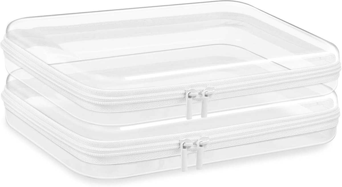Thijox - Duidelijke Reis Toilettas - Transparante Hard Shell Rits Tas - 2 Pack - 25x20x5cm - Duurzaam Kunststof - Ideaal voor Reizen, Sport, en Dageli