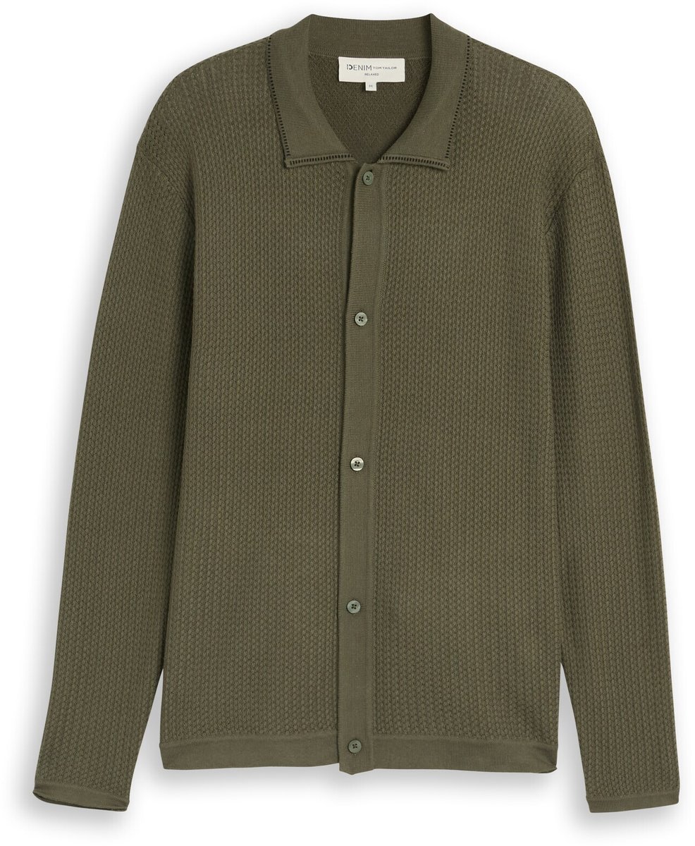 Tom Tailor Denim - Gebreid vest met relaxte pasvorm - Maat XL - urban olive green