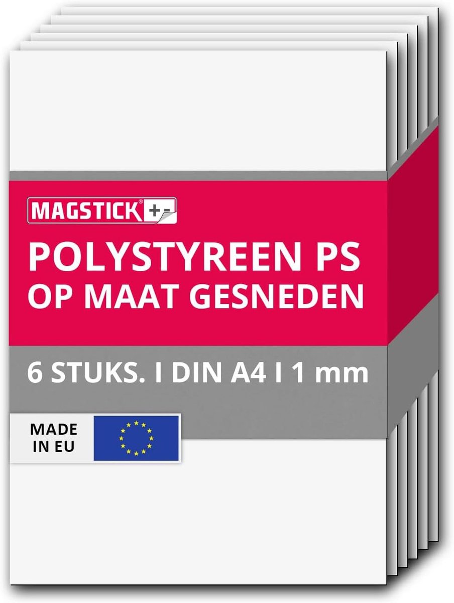SnelShoppen - Set van 6 Polystyreen Platen A4 Wit I 1 mm Dikte I Harde PS Platen voor Modelbouw, Architectuur en DIY Projecten