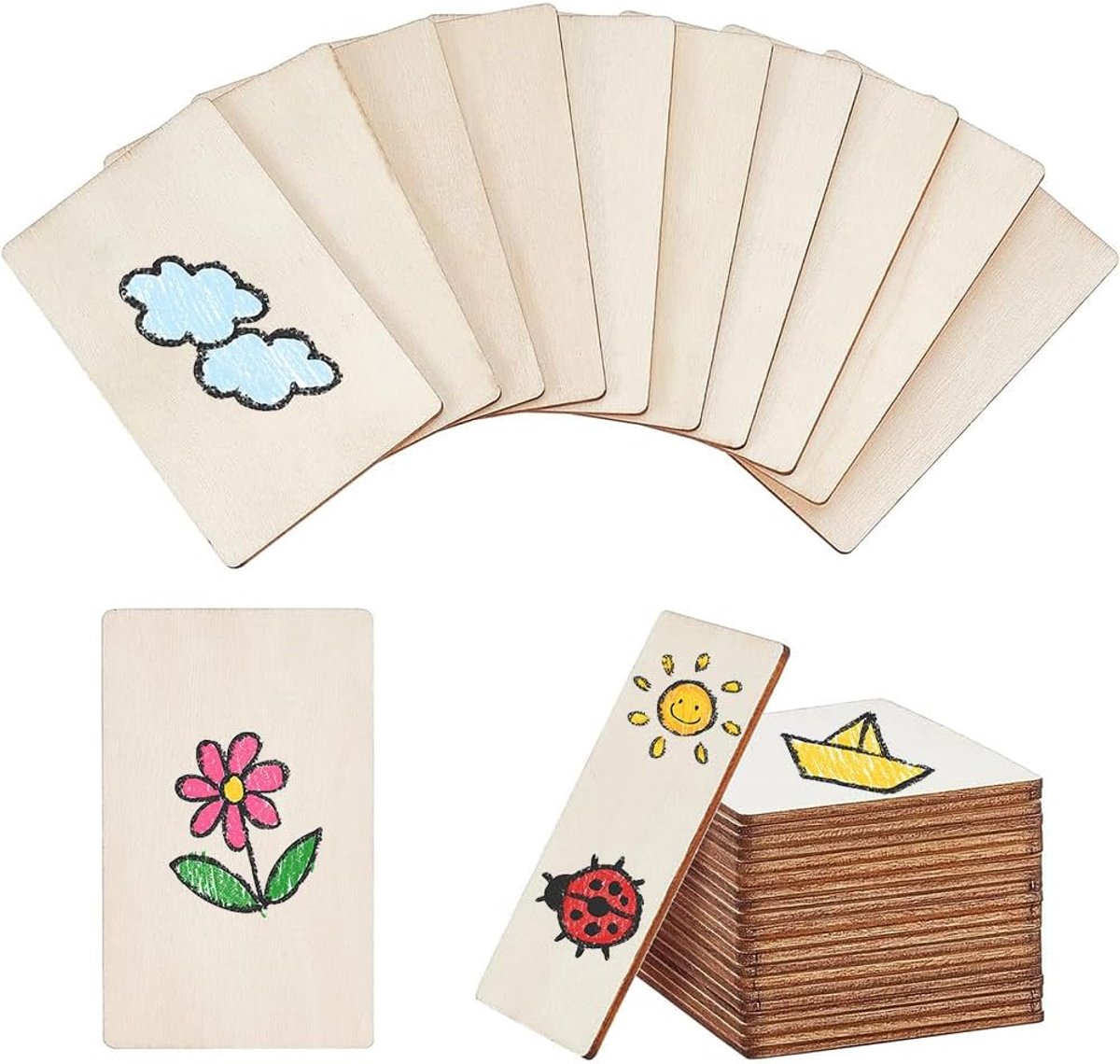 SnelShoppen - 30 Houten Visitekaarten, Onbehandeld, 8.6 x 5.3 cm, Dikke 2.5 mm, Lasergegraveerd, Perfect voor Ambachten en Cadeaukaarten
