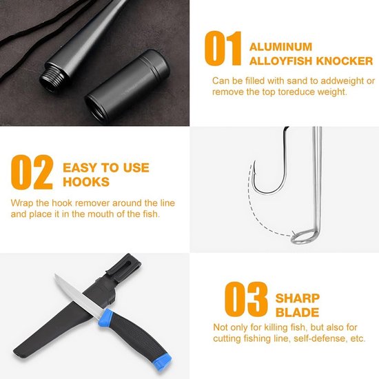 Thijox - 3 Sets Visdoders, Roestvrij Staal Haakverwijderaar, Aluminium Vismes met Schede, Vissersaccessoires voor Outdoor, Karpers en Forelvissen van Thijox — afbeelding 2