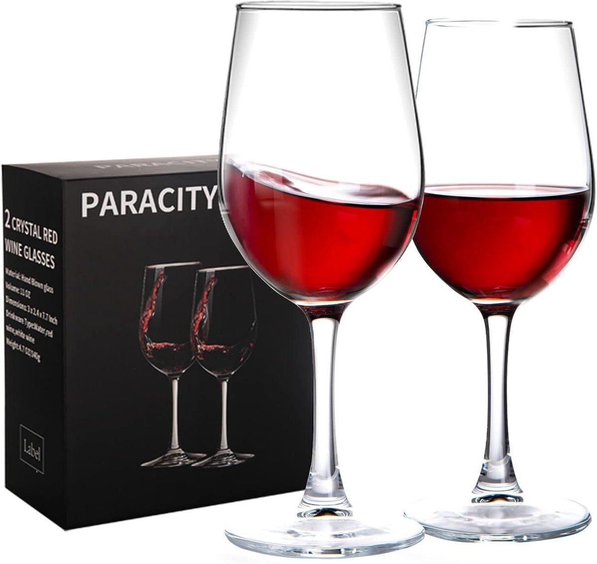 SnelShoppen - Kristalhelder Wijnglas Set van 2 - Vaatwasmachinebestendig - 300 ml voor Rood & Wit Wijn - Elegant Hand Geblazen Glas - Perfect voor Din