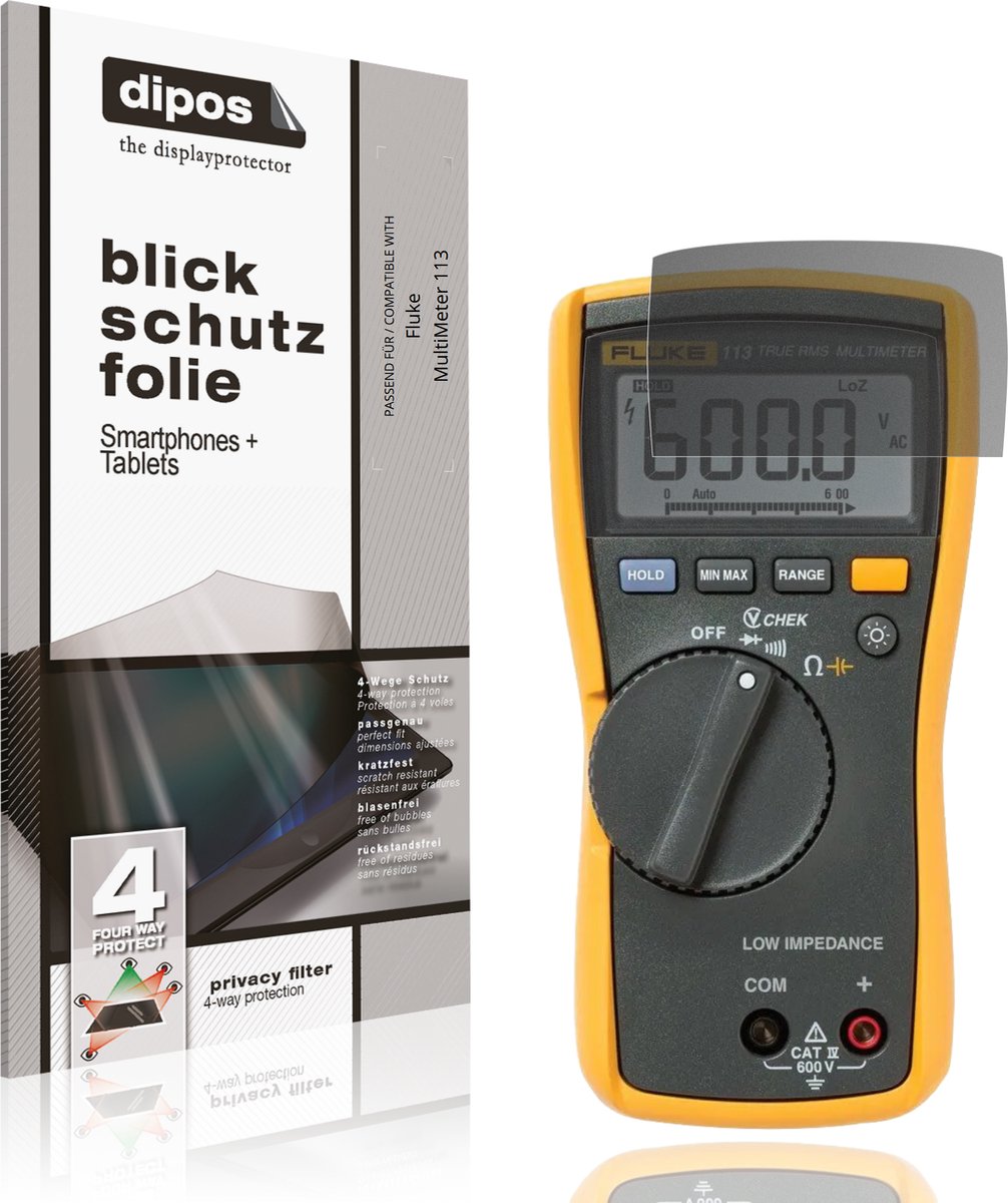 dipos – Matte Privacy Screenprotector geschikt voor Fluke MultiMeter 113 | Anti-Spy Beschermfolie