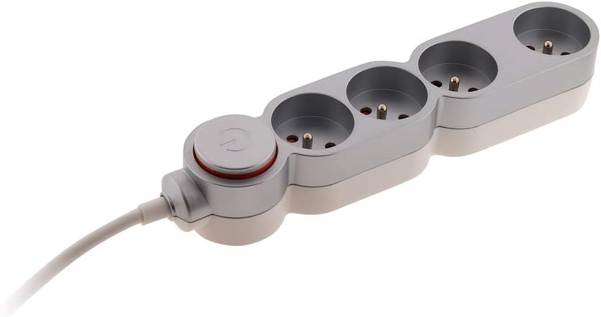 SnelShoppen - Powerstrip 4x16A met Extra Slim Plug - 1.5m Kabel HO5VV-F - Ideaal voor Thuis, Kantoor, Camping en Meer
