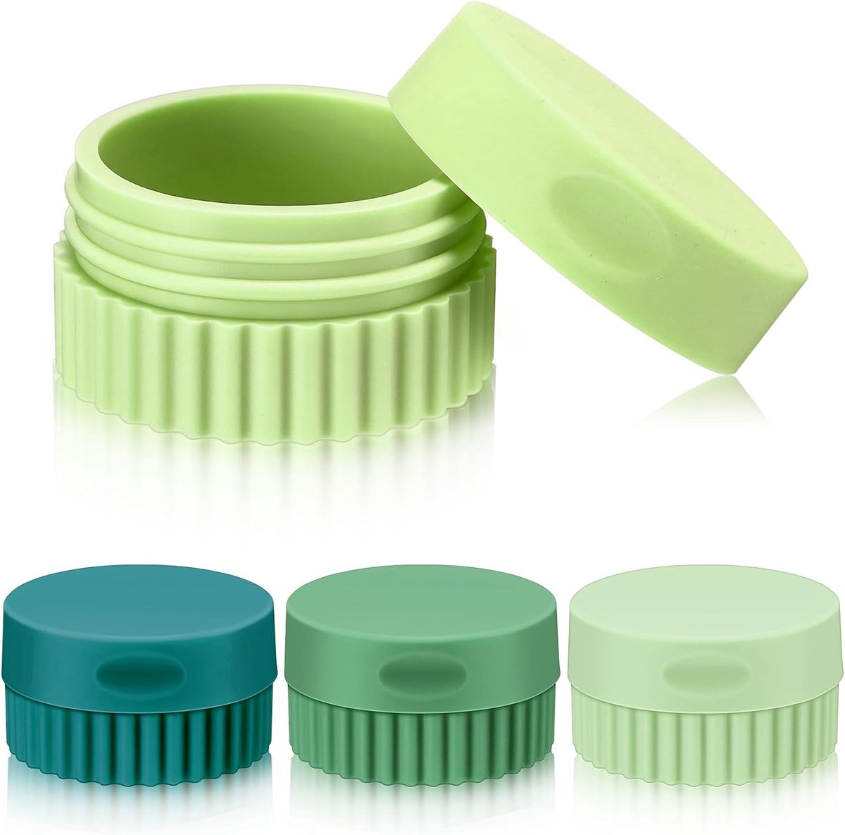 SnelShoppen - 4Pcs Reisluchtdichte Silicone Toilettas Containers 20ml - Kleine Crème Jars voor Cosmetica en Huidverzorging - Groene Reisonderdelen