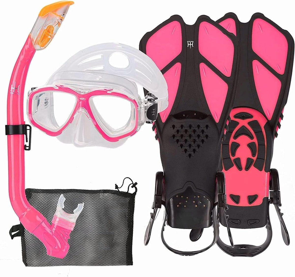 SnelShoppen - Fin Snorkel Set met 180° Panorama Duikbril, Verstelbare Vin, Hoogwaardige Duikmasker en Dry Top Snorkel voor Kinderen en Volwassenen